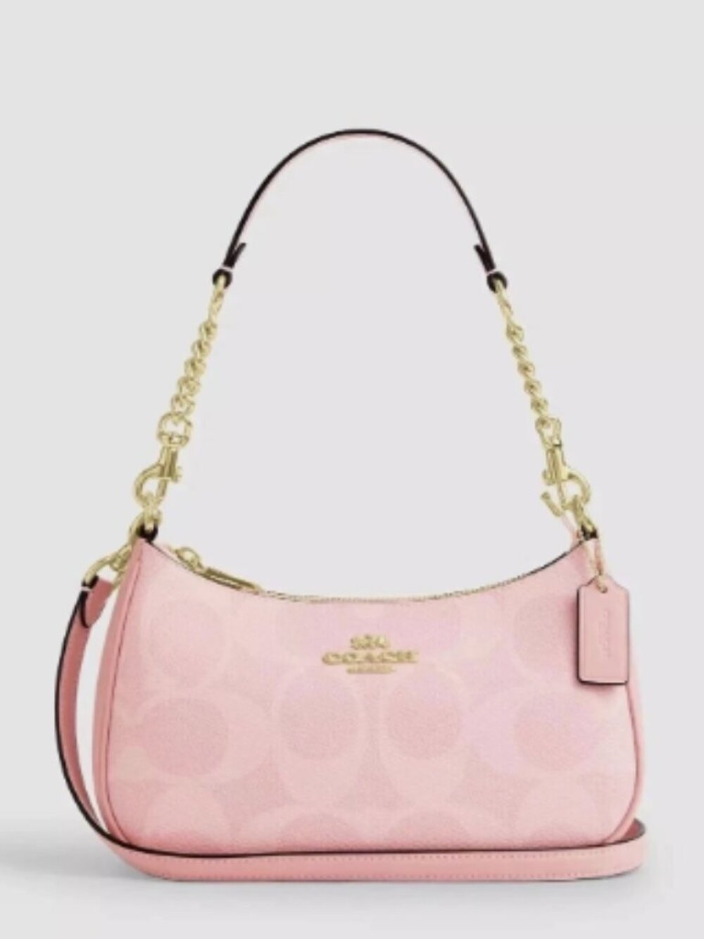 Coach Teri Shoulder Bag In Signature Canvas CAL51 Powder Pink